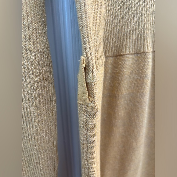 NWOT Free People Women’s Gold Metallic Mock Neck Long Sleeve Sweater Dress Sz. M - Picture 7 of 9